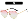 Women's Heart-Shaped Sunglasses with Mirrored Lenses and Fashionable Metal Frame