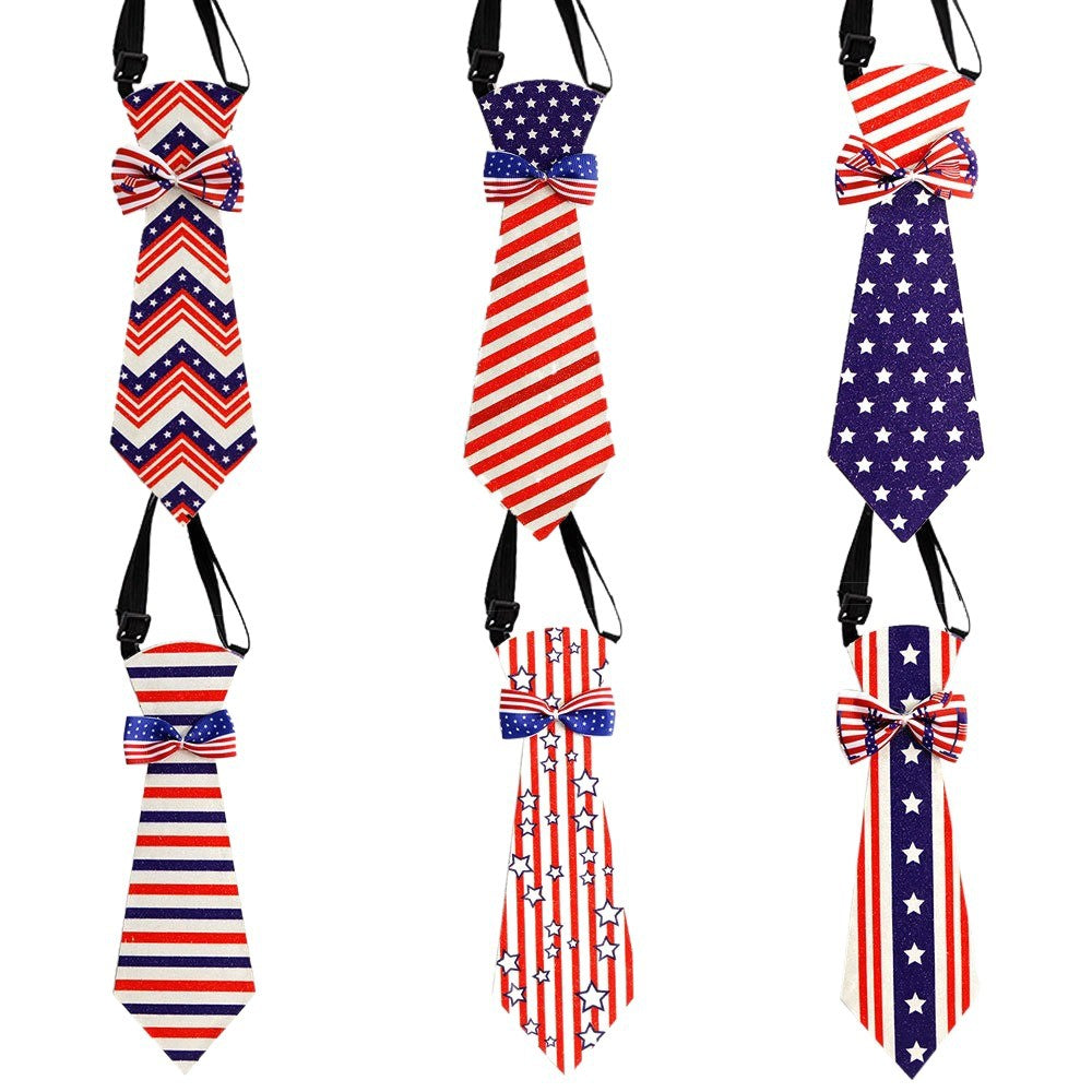 Unisex decorative pet tie with adjustable collar and bow accent