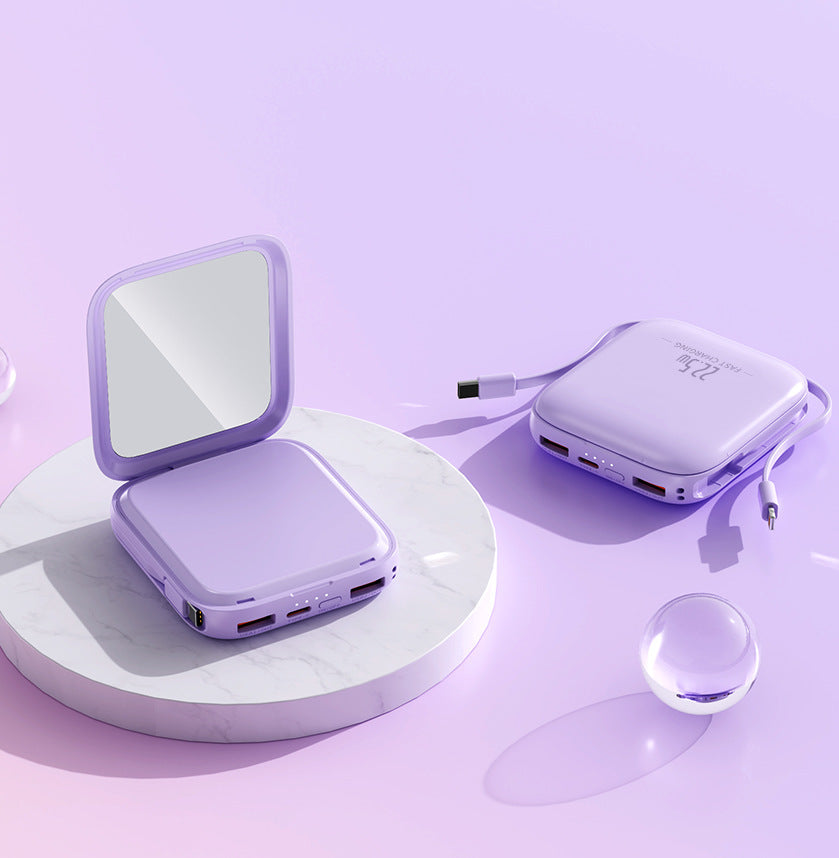 Portable cosmetic power bank with integrated mirror