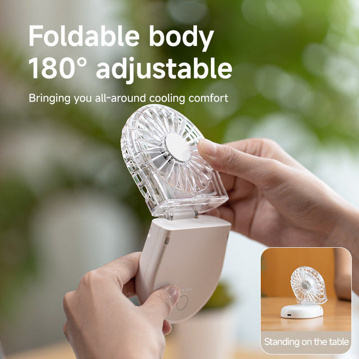 Unisex Portable Rechargeable Handheld Fan with Mirror