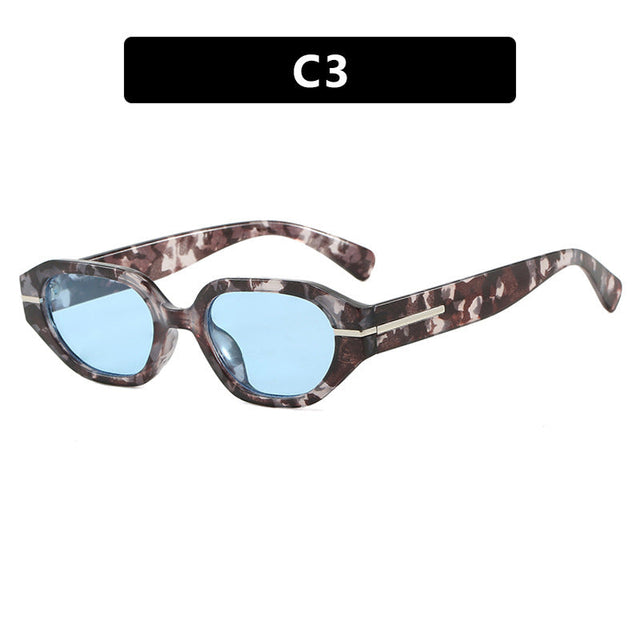Women's stylish geometric sunglasses with mirrored lenses and unique frame