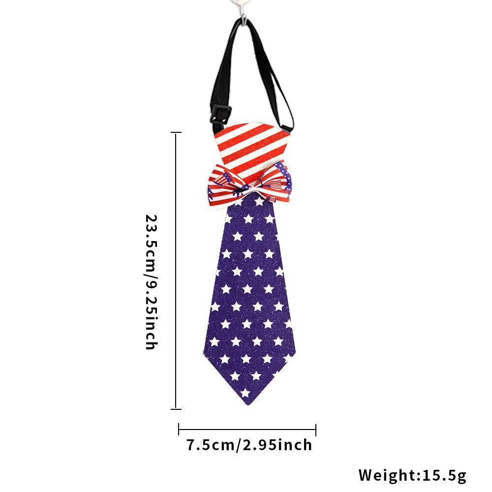 Unisex decorative pet tie with adjustable collar and bow accent