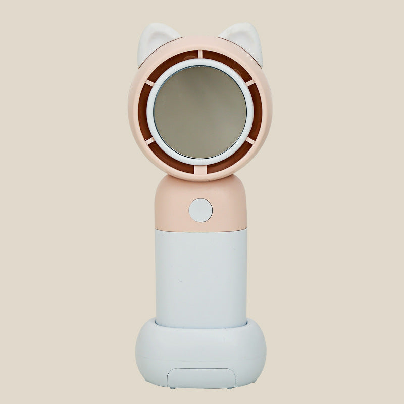 Ladies Portable Hand Fan with Integrated Mirror Function