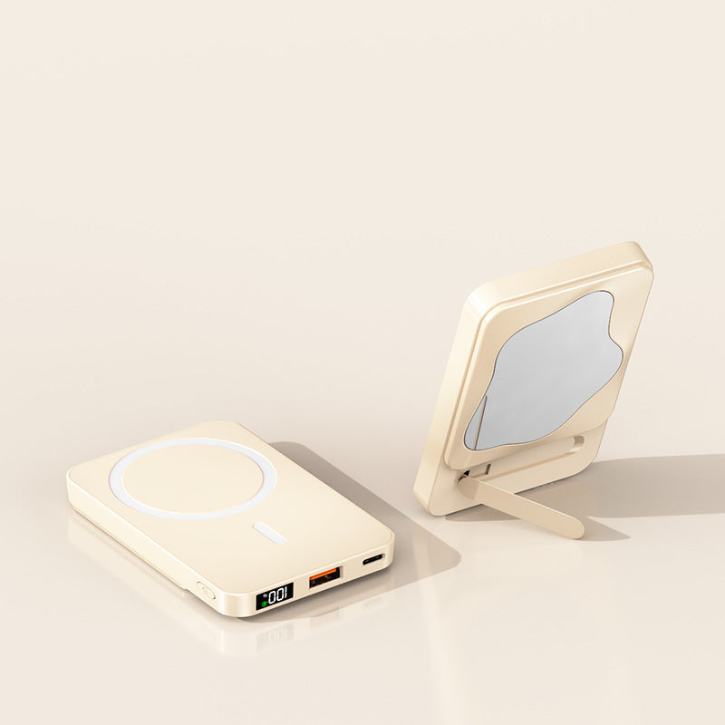 Powerbank with Integrated Cosmetic Mirror and Multifunctional Charging Port