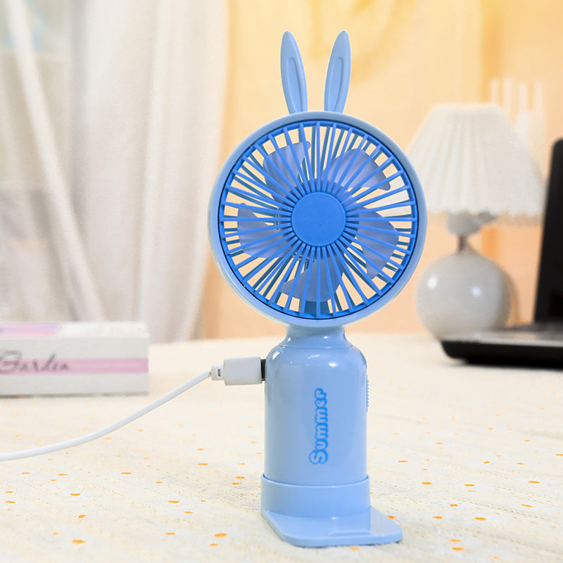 Ladies portable USB mini fan with LED night light folding stand and cute design
