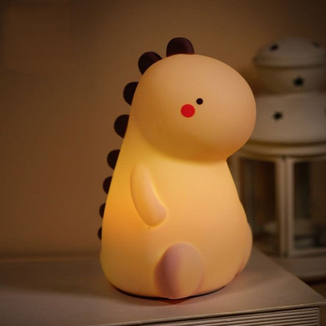 Squishy Silicone Blushing Dinosaur LED Night Light - Perfect Gift for Children and Girls