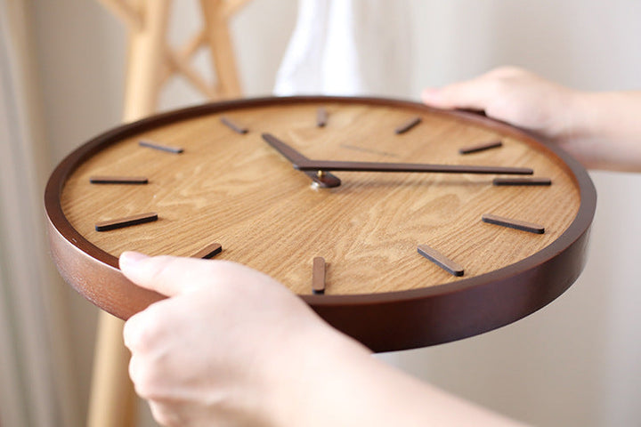 Minimalistic Quiet Wooden Wall Clock 12 Inch