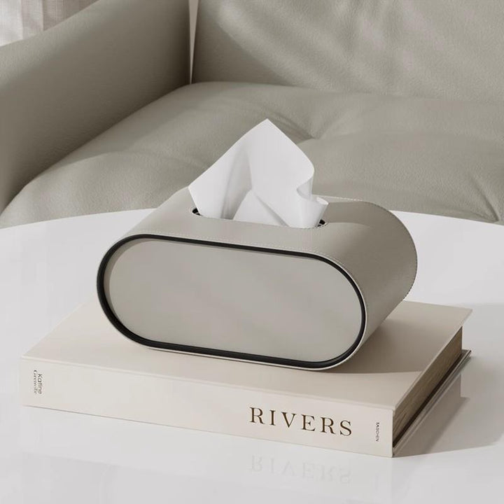 Tissue box - Oval Elegance - Leather design - Functional &amp; Stylish
