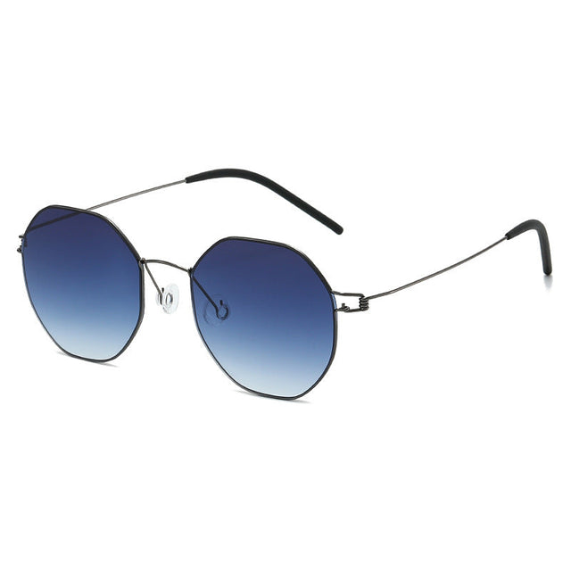 Women's geometric sunglasses with high-quality metal frame and mirrored lenses