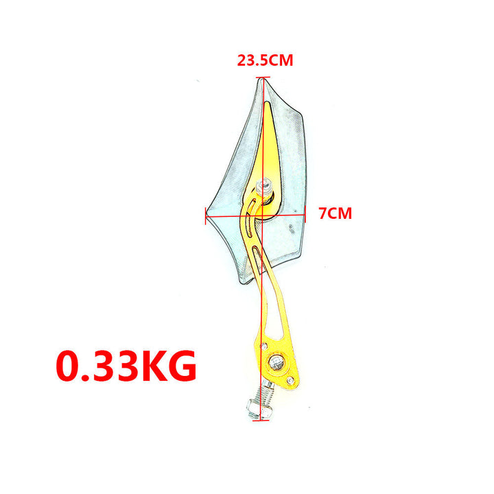 Sporty motorcycle rearview mirrors with rounded edges and adjustable viewing angle