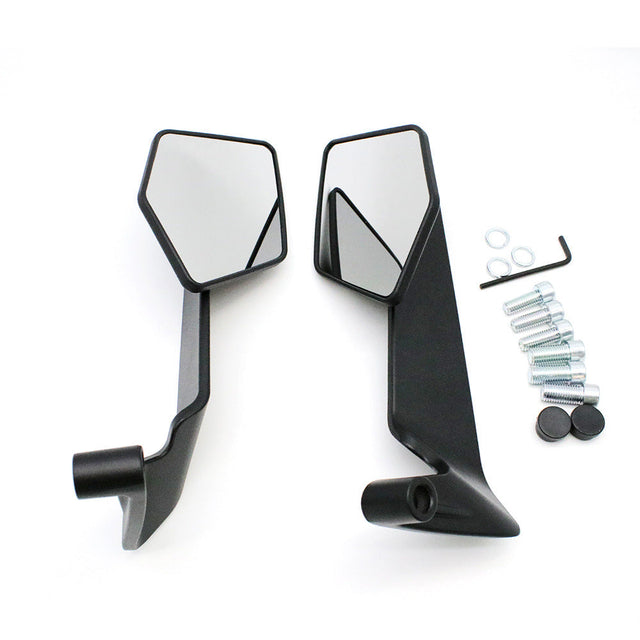 Motorcycle rearview mirror with modern, aerodynamic design