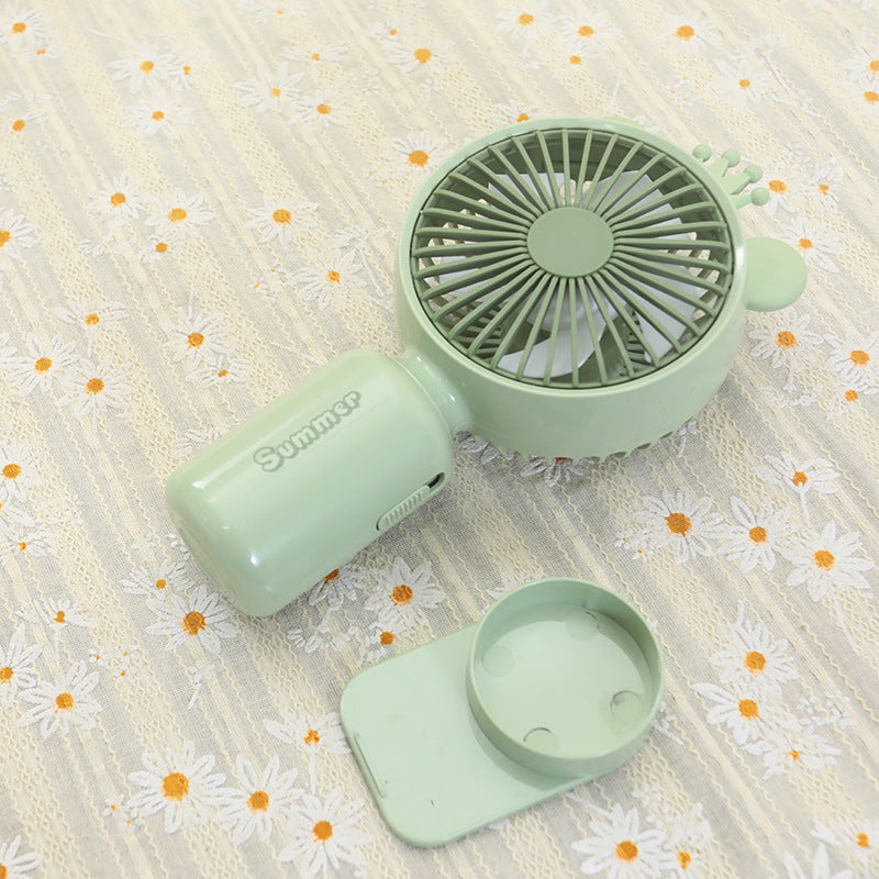 Ladies portable USB mini fan with LED night light folding stand and cute design