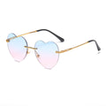 Women's Heart-Shaped Sunglasses with Mirrored Lenses and Gold Frame