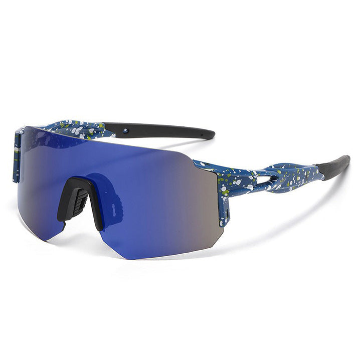 Unisex nan Wraparound sports sunglasses with mirrored one-piece visor and flexible plastic temple