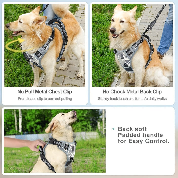 Reflective, breathable dog harness for small and large dogs