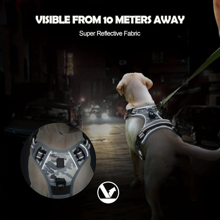 Reflective, breathable dog harness for small and large dogs