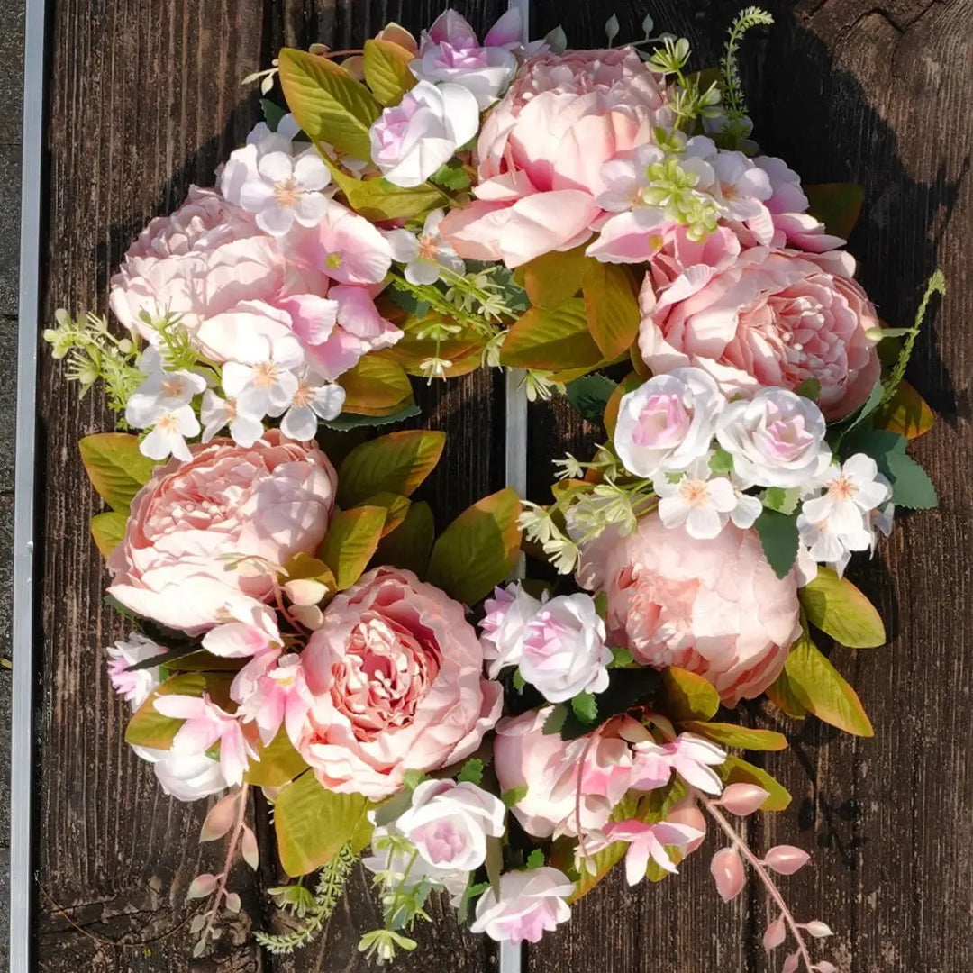 Artificial Wreath - AutumnBloom - Outdoor &amp; Peonies - Cozy Autumn Decoration