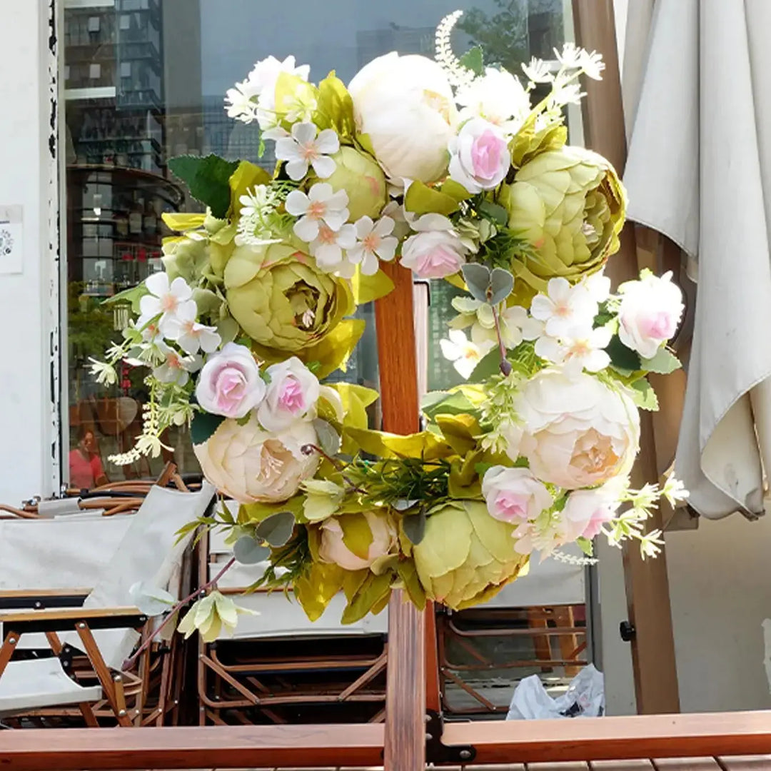 AutumnGlow Autumn Wreath - Artificial Wreath with Realistic Peonies for Outdoors