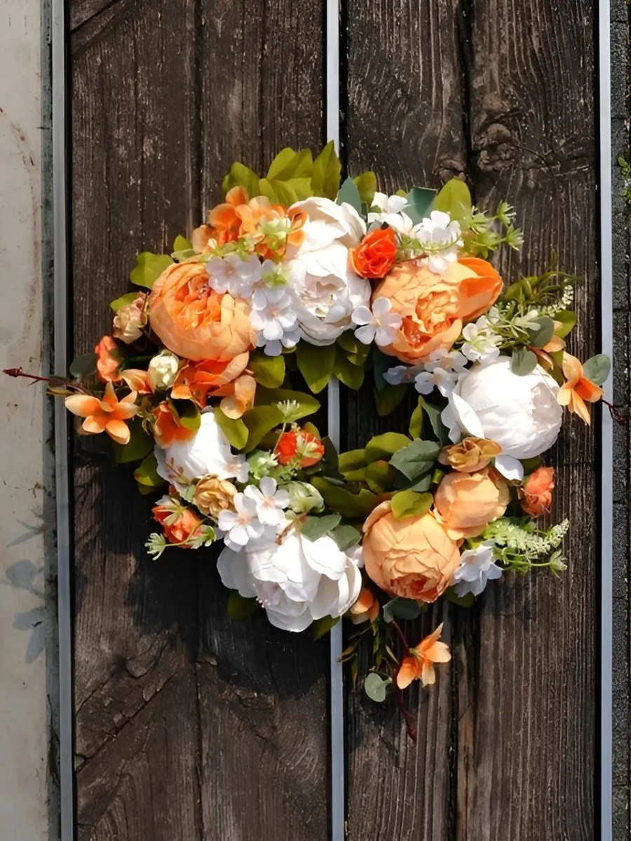 AutumnGlow Autumn Wreath - Artificial Wreath with Realistic Peonies for Outdoors
