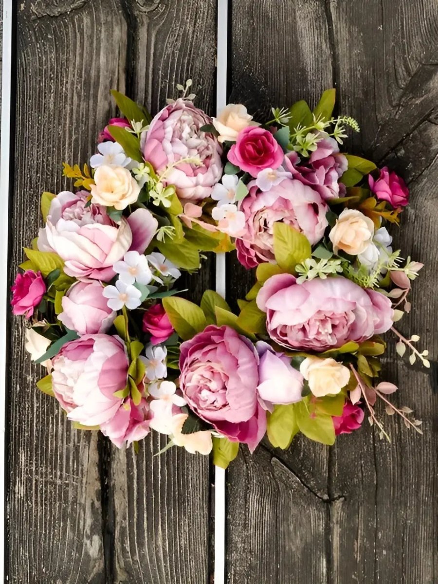 AutumnGlow Autumn Wreath - Artificial Wreath with Realistic Peonies for Outdoors