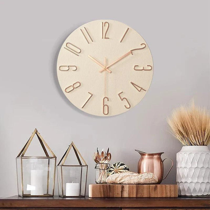 Frameless Wall Clock Made of Wood – Nordic Minimalist Silent Clock for Modern Home Decor