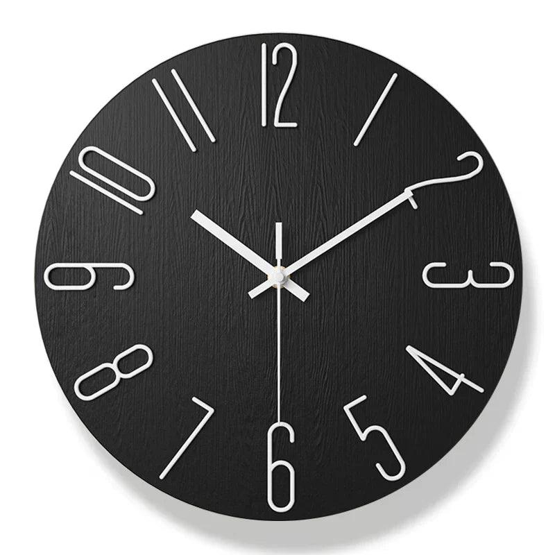 Frameless Wall Clock Made of Wood – Nordic Minimalist Silent Clock for Modern Home Decor