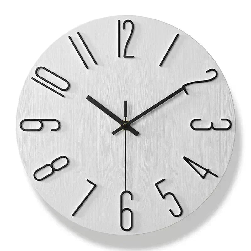 Frameless Wall Clock Made of Wood – Nordic Minimalist Silent Clock for Modern Home Decor