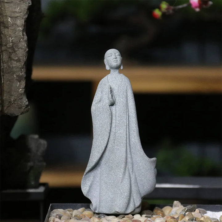 Buddha Stone Statue Small Buddhist Monks Tibetan Buddhism Figures Zen Garden Ornament Meditation Home Aquarium Decoration