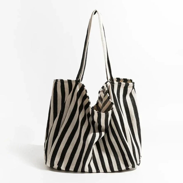 Striped linen tote bag