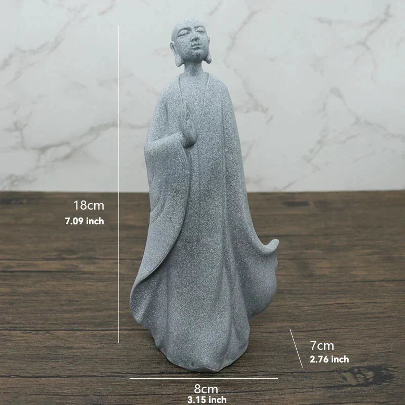 Buddha Stone Statue Small Buddhist Monks Tibetan Buddhism Figures Zen Garden Ornament Meditation Home Aquarium Decoration