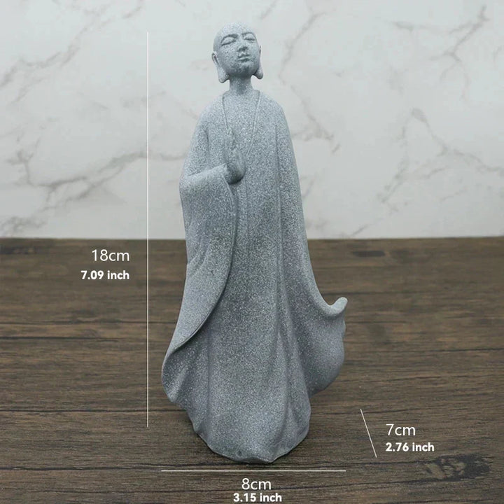 Buddha Stone Statue Small Buddhist Monks Tibetan Buddhism Figures Zen Garden Ornament Meditation Home Aquarium Decoration
