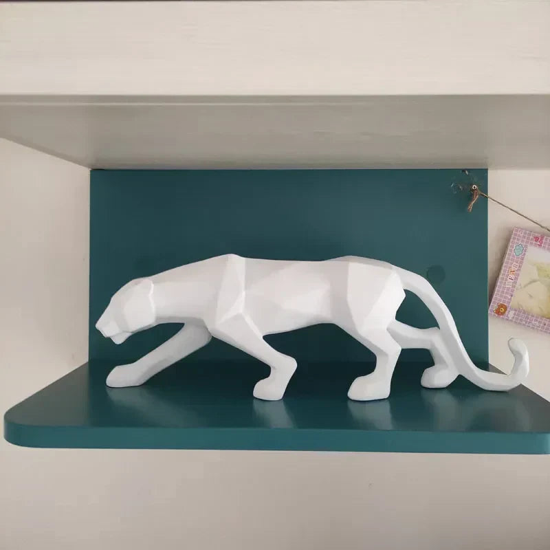 Panther Statue, Animal Figure, Abstract Geometric Style, Resin, Leopard Sculpture, Home Office, Desktop Decoration, Crafts