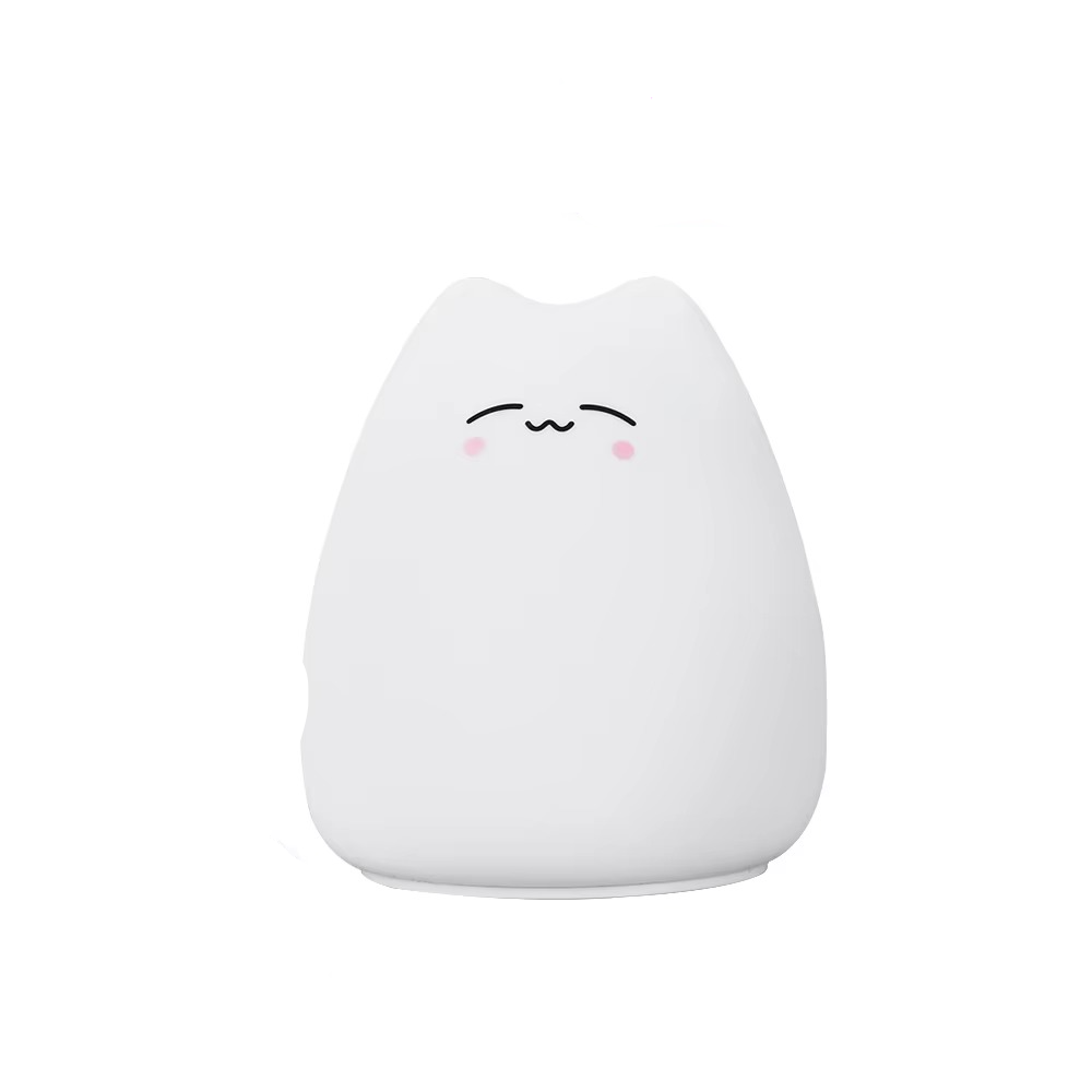 Charming Cat Silicone Night Light with 7-color Touch Sensor