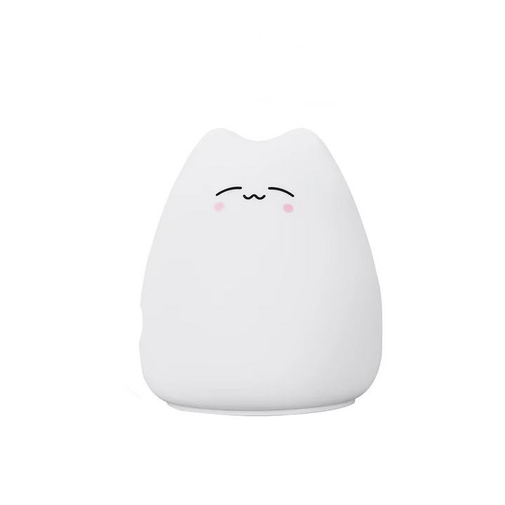 Charming Cat Silicone Night Light with 7-color Touch Sensor