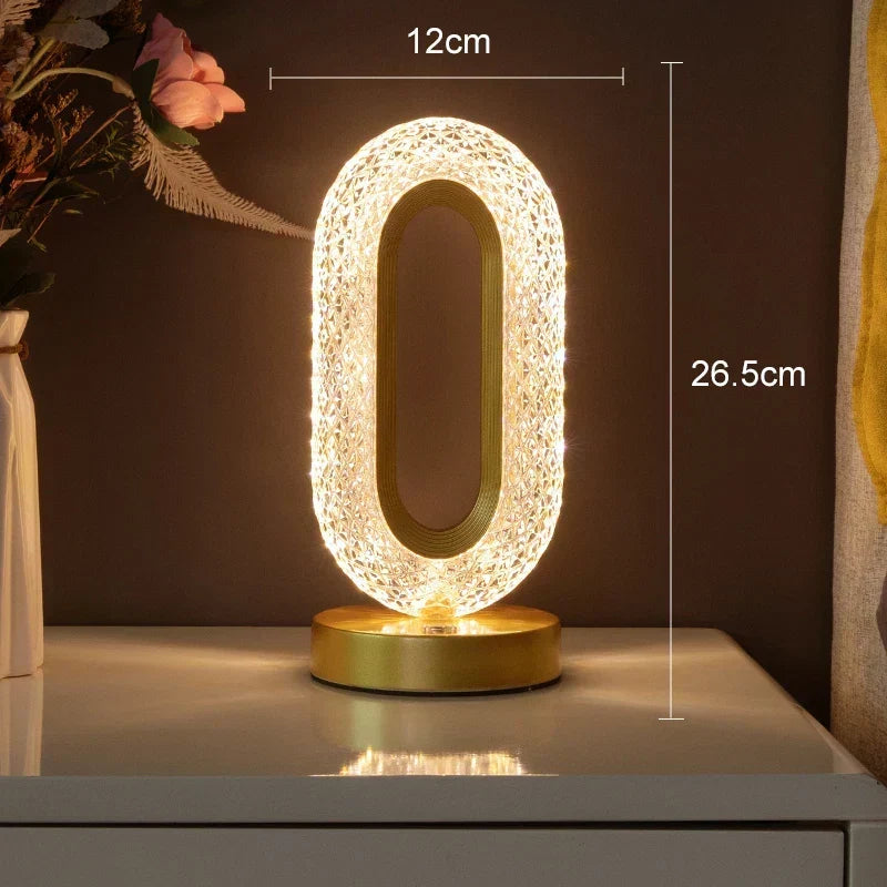 Crystal LED Table Lamp: Dimmable, USB Charging, Touch &amp; Remote Control