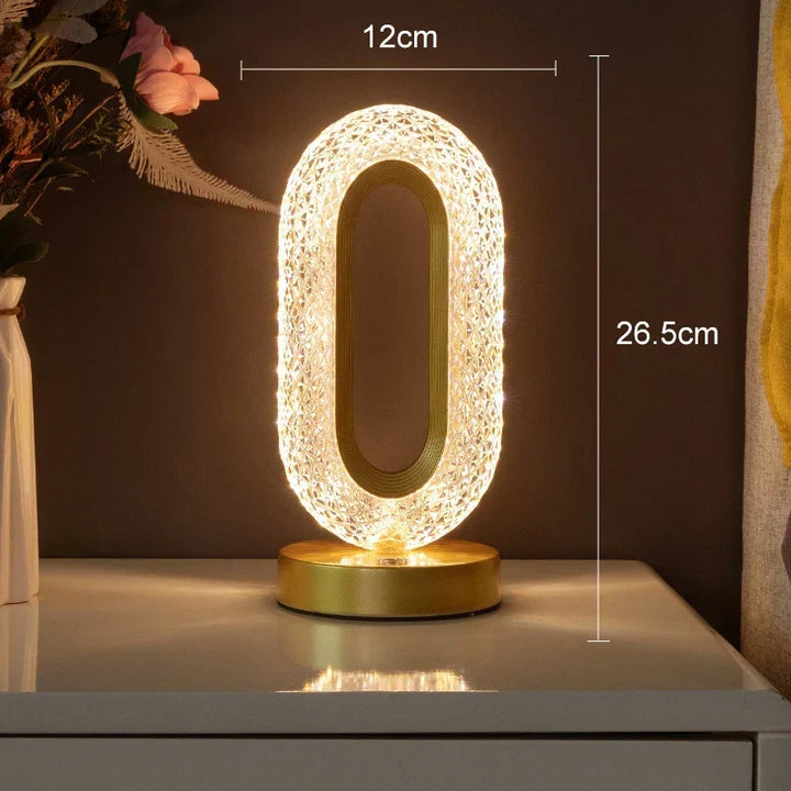 Crystal LED Table Lamp: Dimmable, USB Charging, Touch &amp; Remote Control