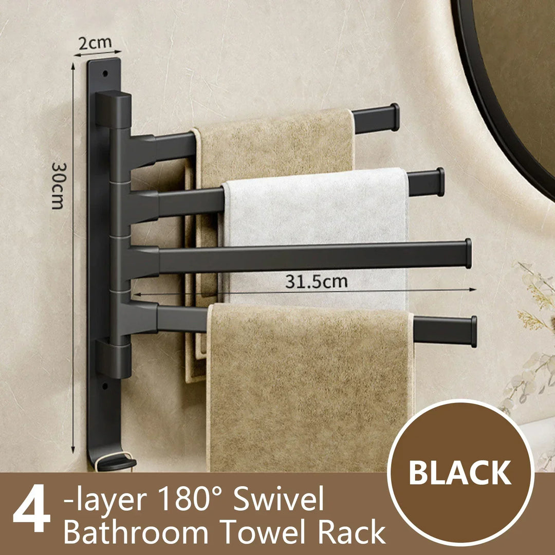 Bathroom Towel Holder Rotatable Towel Rack Space Aluminum 1/2/3/4/5-Bar Towel Holder Kitchen Shelf Kitchen Hanging Shelf Wall Mounted