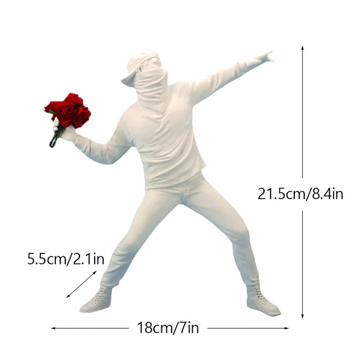 Dropshipping Banksy Sculpture Collection Flower Thrower Statue Pop Art Modern Balloon Girl Figurine Office Home Decoration