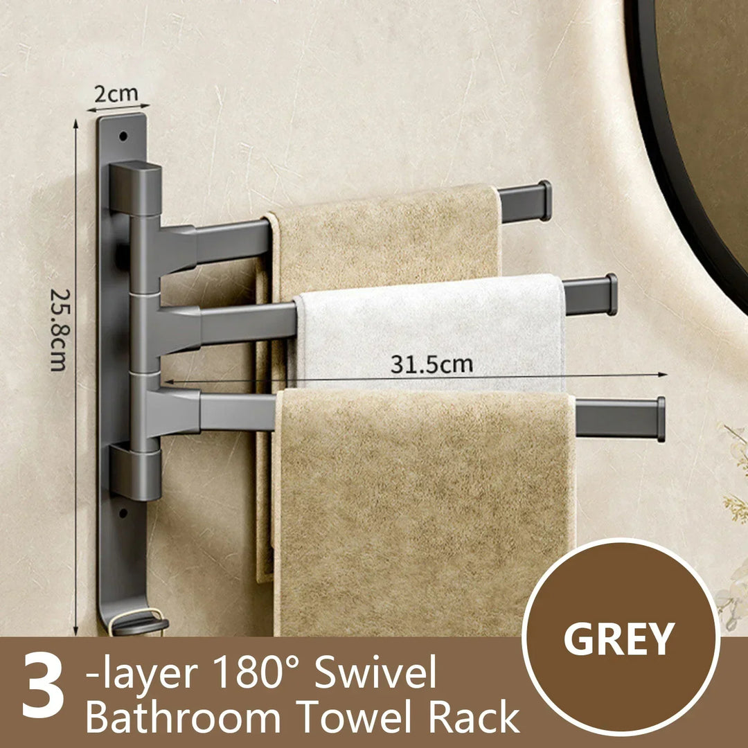 Bathroom Towel Holder Rotatable Towel Rack Space Aluminum 1/2/3/4/5-Bar Towel Holder Kitchen Shelf Kitchen Hanging Shelf Wall Mounted