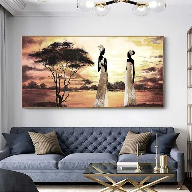 Plus Sizes Abstract African Woman Canvas Painting