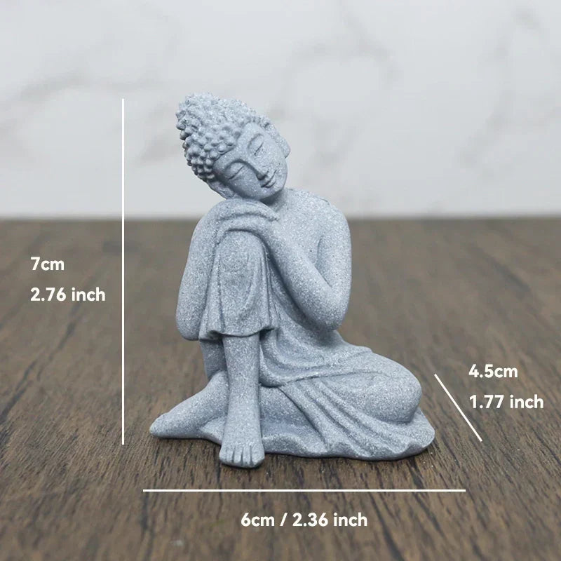 Buddha Stone Statue Small Buddhist Monks Tibetan Buddhism Figures Zen Garden Ornament Meditation Home Aquarium Decoration