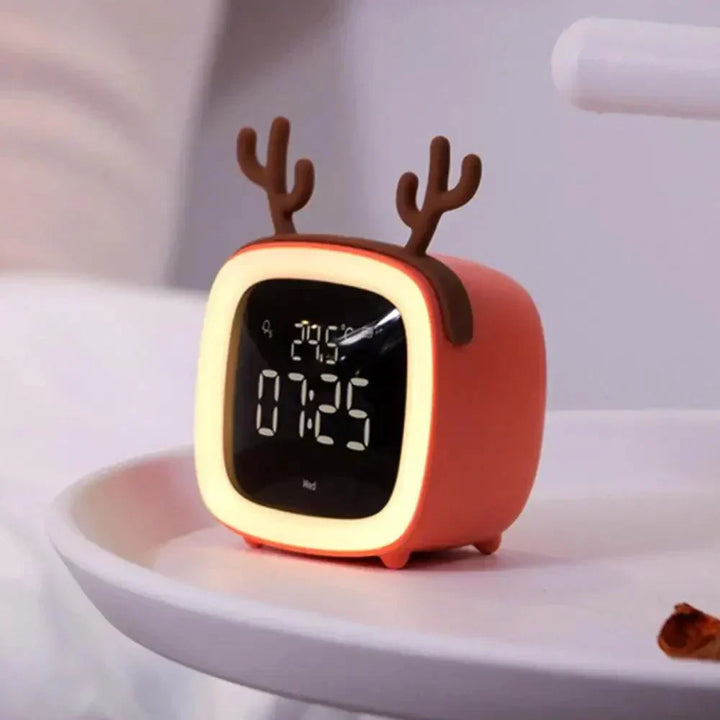 Cartoon Bunny LED Alarm Clock with Night Light – Rechargeable, Cute Digital Display for Kids &amp; Bedrooms