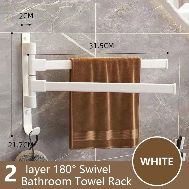 Bathroom Towel Holder Rotatable Towel Rack Space Aluminum 1/2/3/4/5-Bar Towel Holder Kitchen Shelf Kitchen Hanging Shelf Wall Mounted
