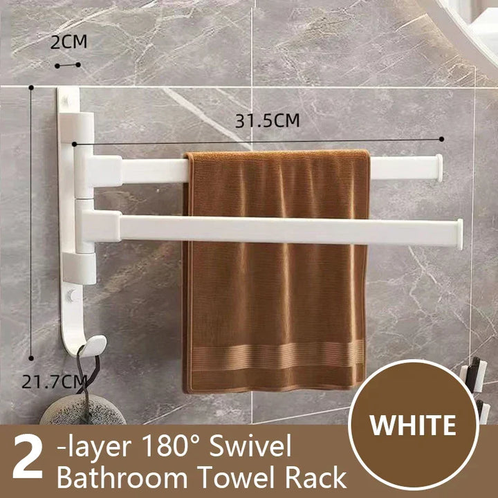 Bathroom Towel Holder Rotatable Towel Rack Space Aluminum 1/2/3/4/5-Bar Towel Holder Kitchen Shelf Kitchen Hanging Shelf Wall Mounted