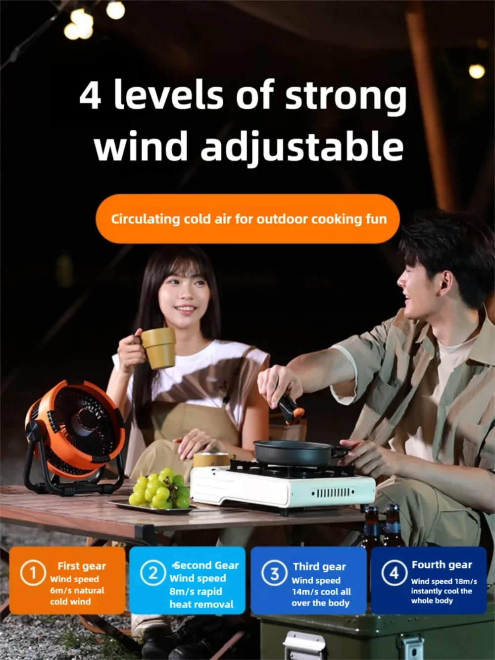 AEROLIA NightCool | 4-in-1 Fan &amp; Night Light | 20000mAh Battery | Usable Hanging &amp; Standing