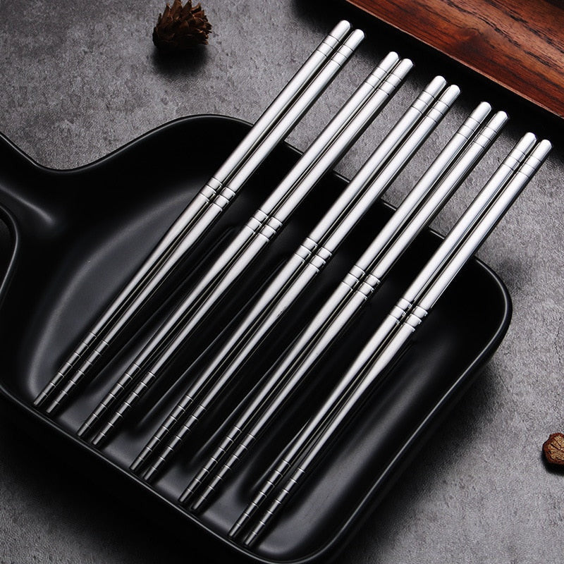So Fancy Stainless Steel Chopsticks 5 Pairs