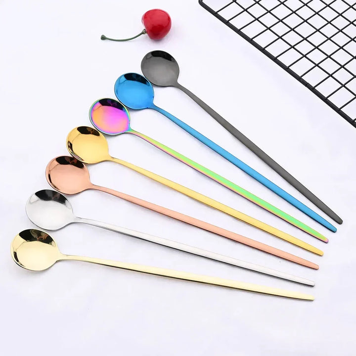 Golden 6-piece Long Handle Spoon Set