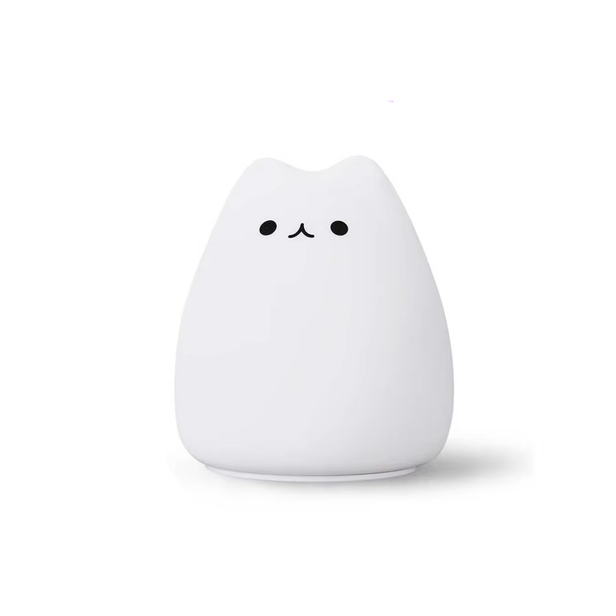 Charming Cat Silicone Night Light with 7-color Touch Sensor