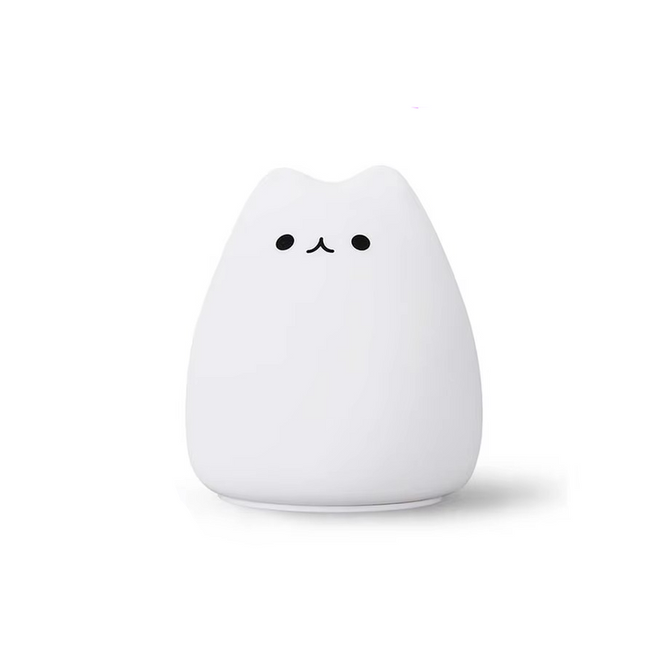Charming Cat Silicone Night Light with 7-color Touch Sensor
