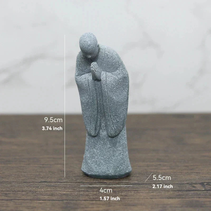 Buddha Stone Statue Small Buddhist Monks Tibetan Buddhism Figures Zen Garden Ornament Meditation Home Aquarium Decoration